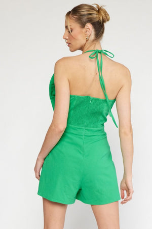 Bows about It Romper- Emerald