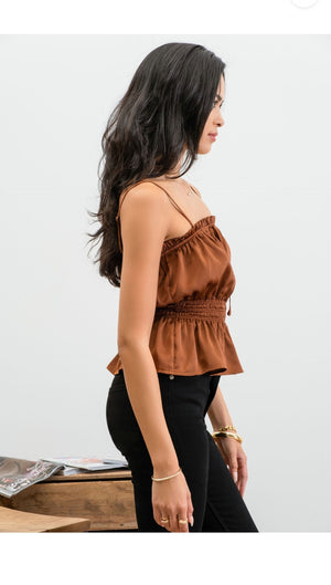 Autumnal Romance Ruched Camisole - Cocoa