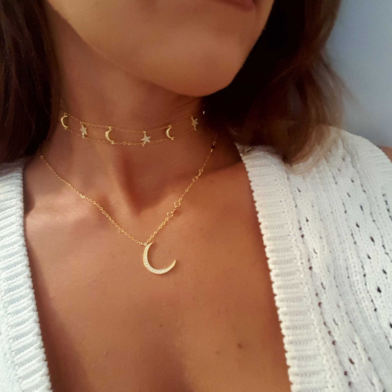 LUXURY COLLECTION MOON AND STARS CHOKER