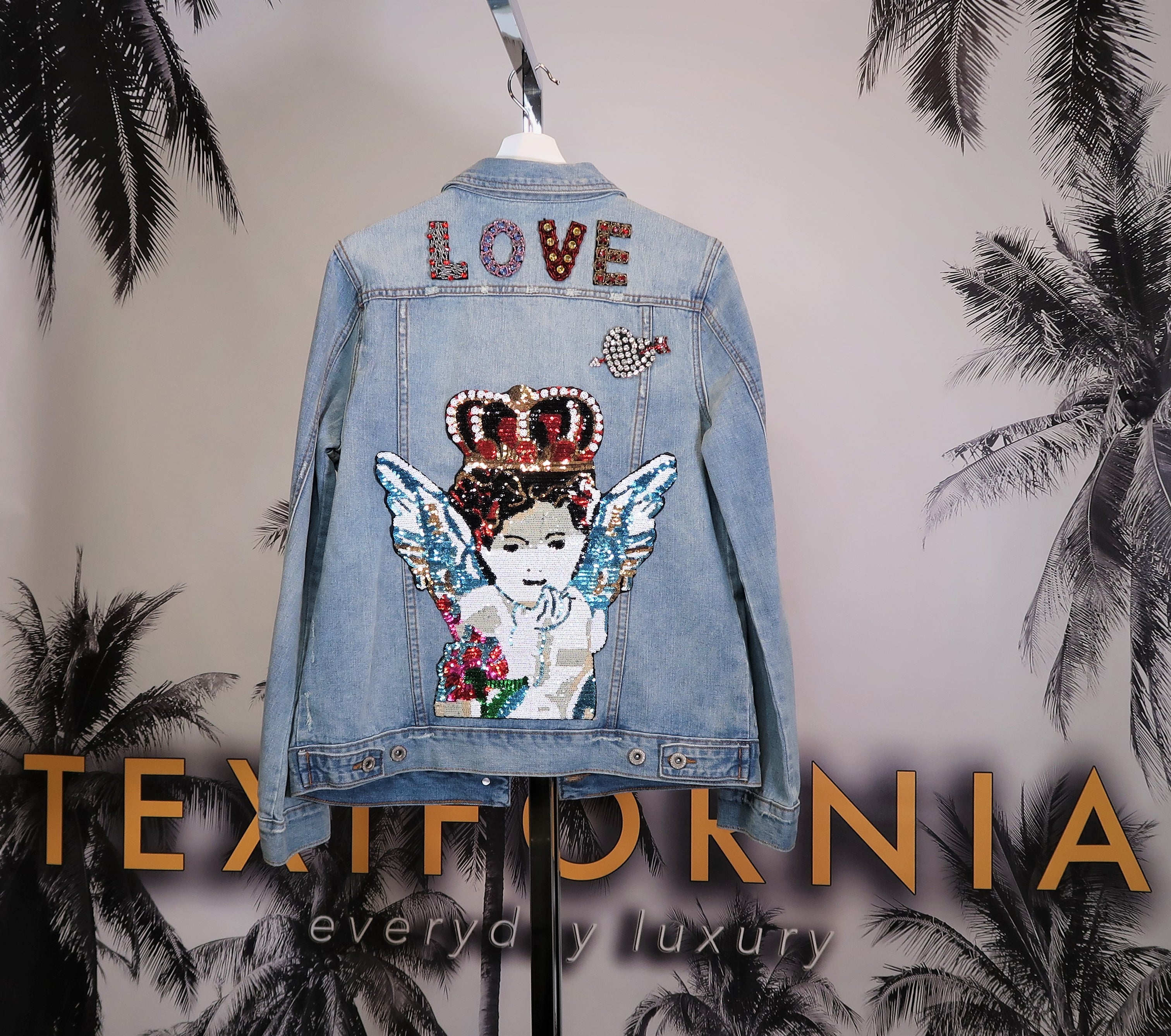 ●ROMANTIC CROWN● QUILTED DENIM JACKET (2色) unisex agape. Unisex Denim Jacket – Ashley Kay Design
