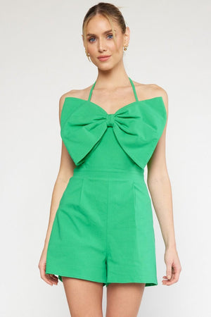 Bows about It Romper- Emerald