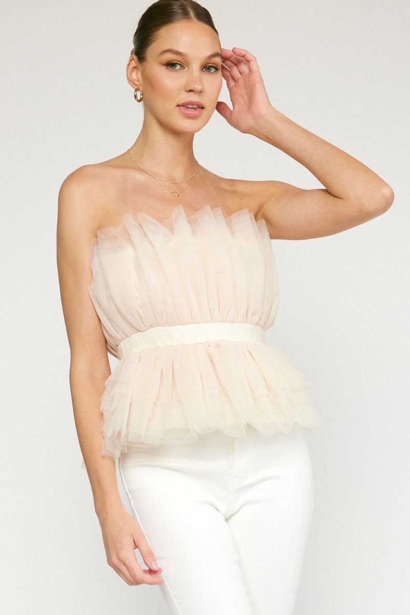 Tulle Bustier Top- Ivory