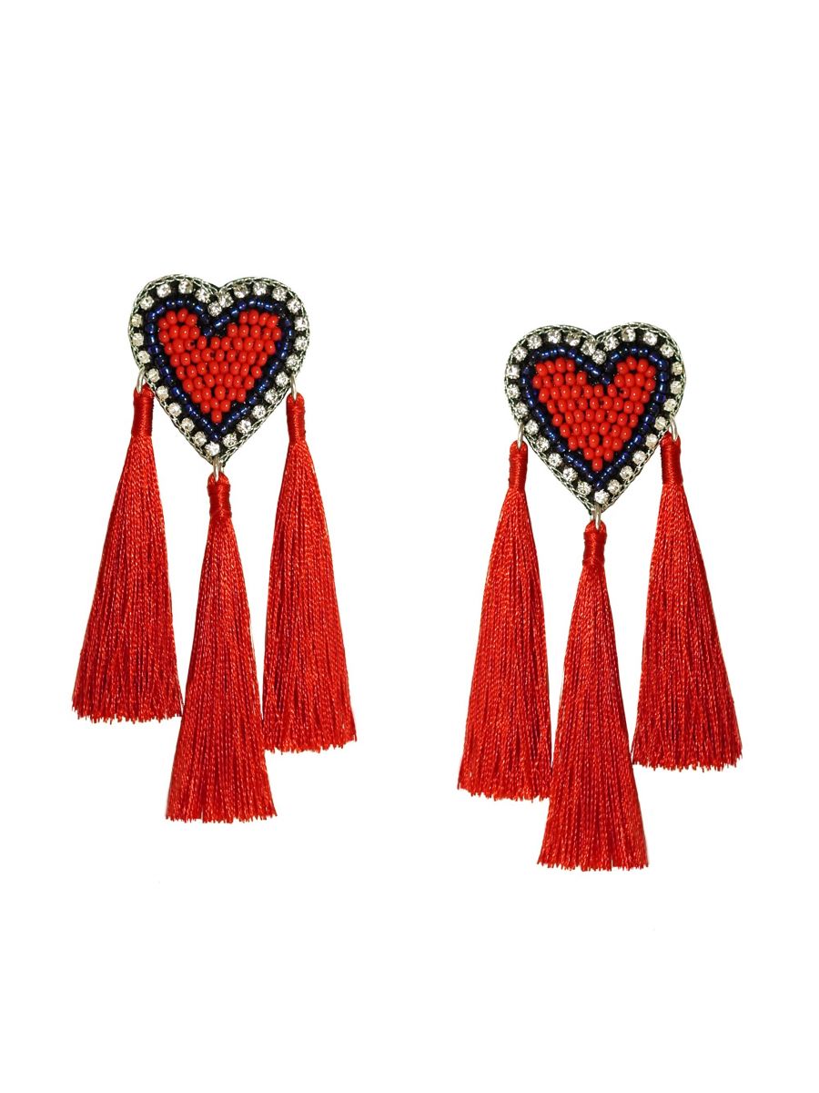 MALIBU HEART TASSEL EARRINGS – Texifornia
